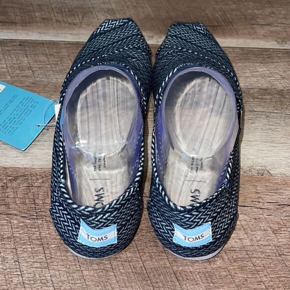 NWT Toms Womens Alpargata Round Toe Woven Classics Espadrille Navy Herringbone O - Picture 6 of 9